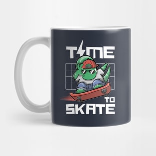 Time To Skate - Cool And Cute Long Neck Dinosaur Skateboarding Mug